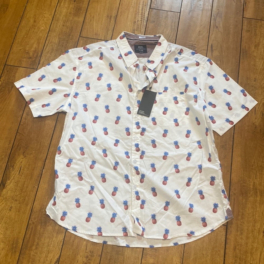 Brand new sunrise kingdom button up pineapple shirt